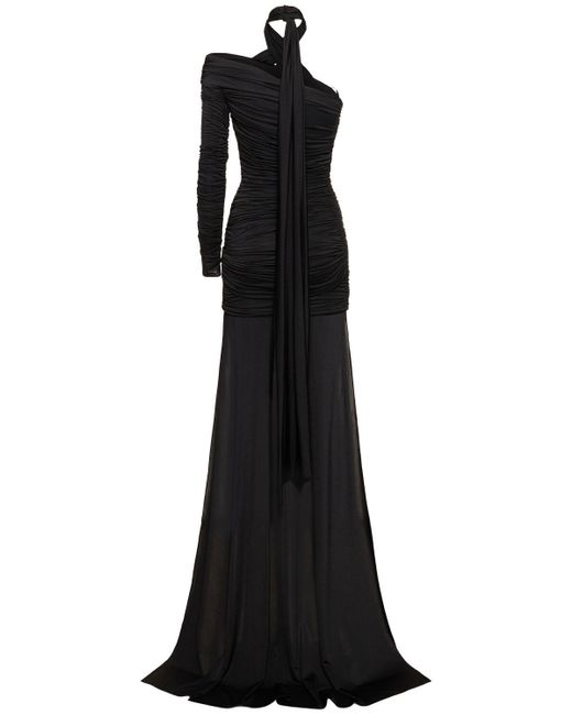 GIUSEPPE DI MORABITO Black Stretch Jersey Asymmetric Mini Dress