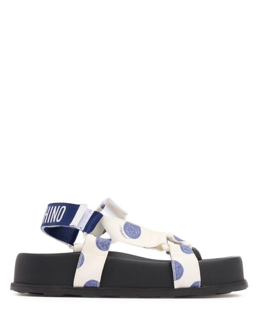 Moschino 40mm Sporty Canvas Sandals in White | Lyst