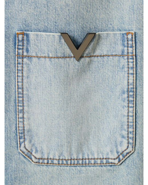 Valentino Blue Cotton Denim Long Sleeve Shirt for men
