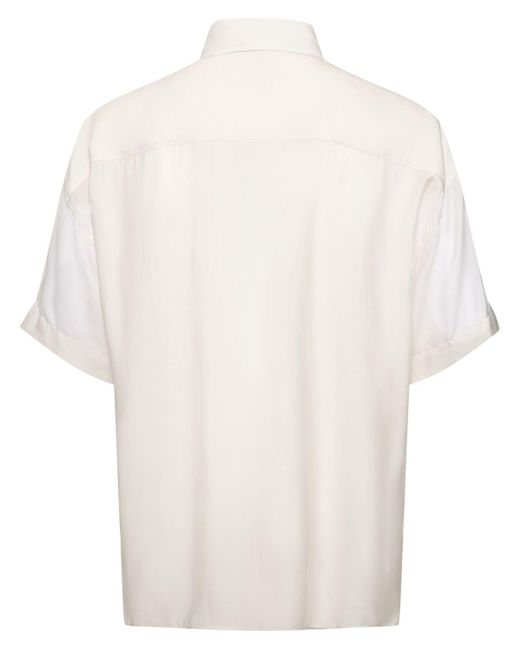 Chemise manches courtes en lyocell et soie Giorgio Armani pour homme en coloris White