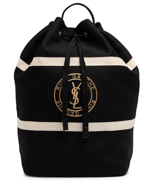Saint Laurent Black Rive Gauche Canvas Body Bag for men