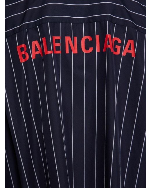 Balenciaga Blue Striped Oversized Cotton Blend Shirt for men