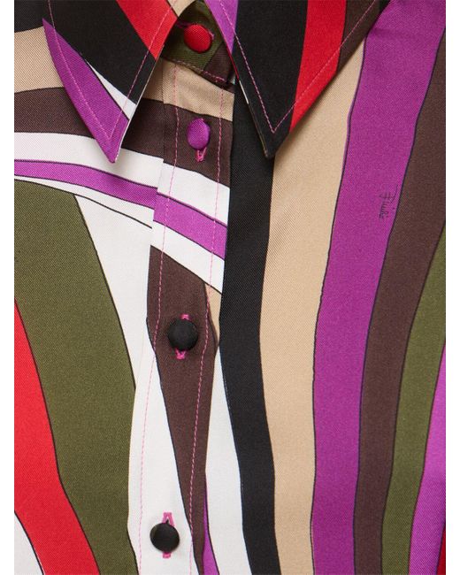 Camicia in twill di seta stampato di Emilio Pucci in Pink