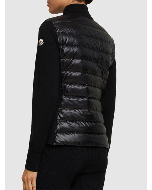 Moncler Black Padded Wool Zip-Up Down Cardigan