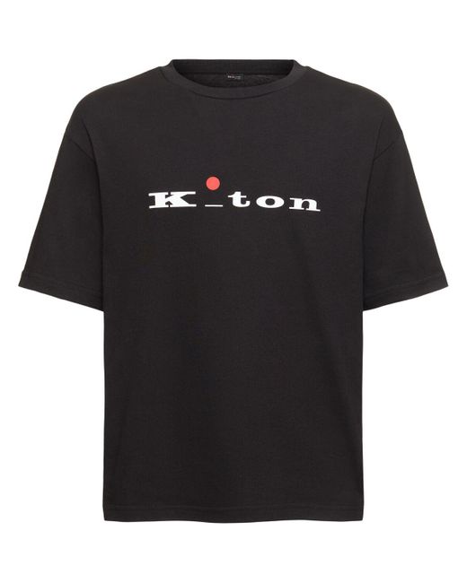 T-shirt en coton à logo Kiton pour homme en coloris Black