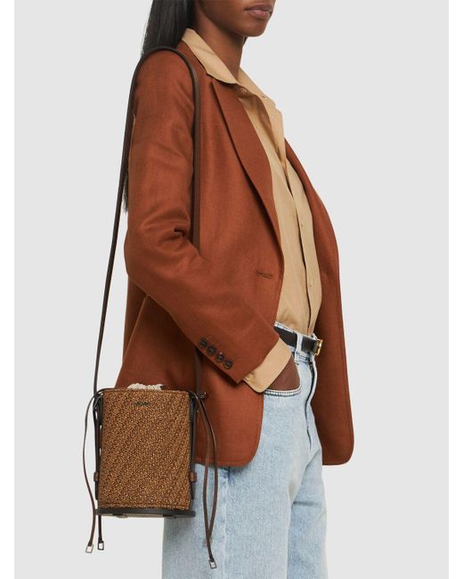 Max Mara Brown Bucket Raffia Effect Shoulder Bag