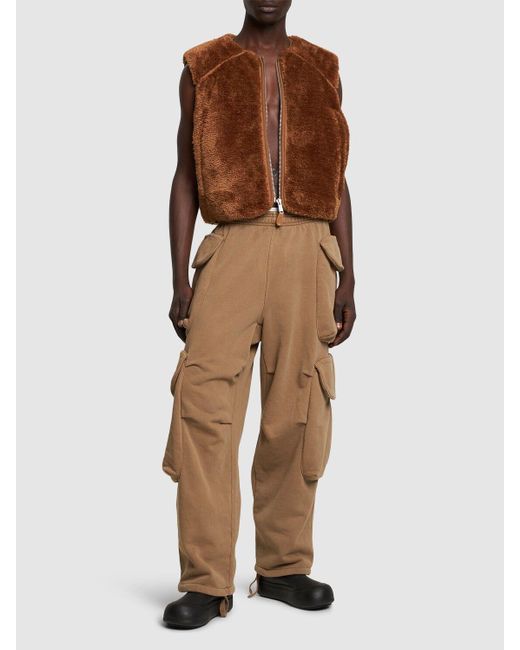 Entire studios Brown Faux Fur Zip-Up Vest for men