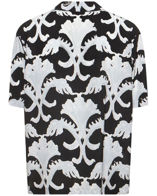 Valentino Black Printed Silk Crepe Short Sleeve Shirt for men