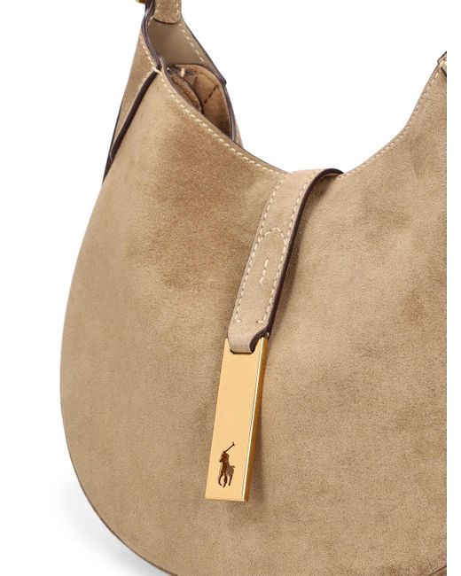 Petit sac porté épaule en daim polo id Polo Ralph Lauren en coloris Natural