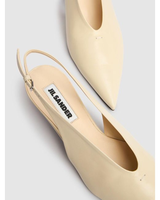 Jil Sander レザースリングバックパンプス Natural