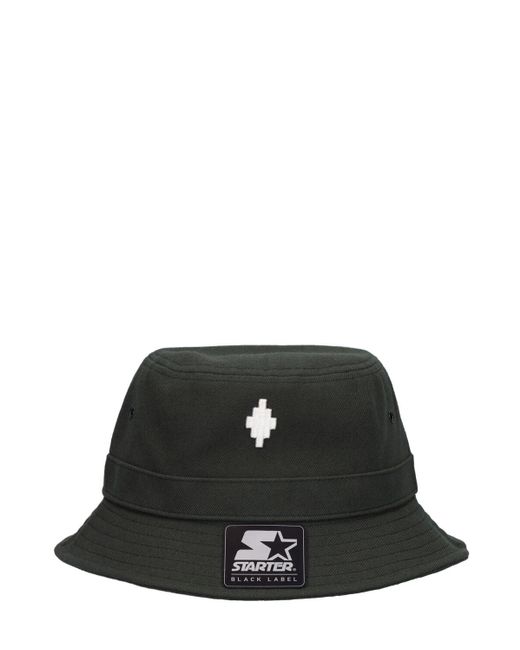 Marcelo Burlon Black Cross Logo Embroidery Cotton Bucket Hat for men