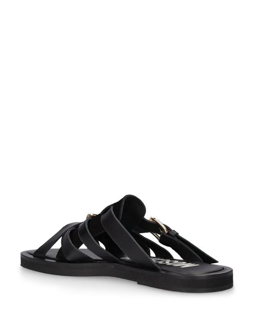 Moschino Black Leather Sandals for men