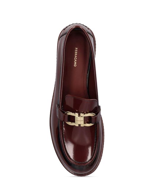 Ferragamo Brown Marian Lug Brushed Leather Loafers