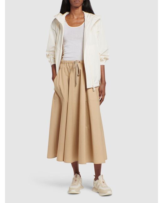 Moncler Natural Cotton Poplin Maxi Skirt