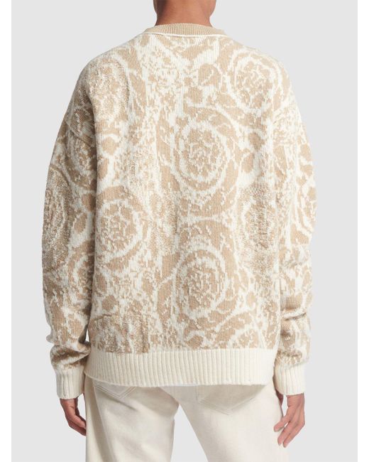 Versace Natural Barocco Wool Sweater for men