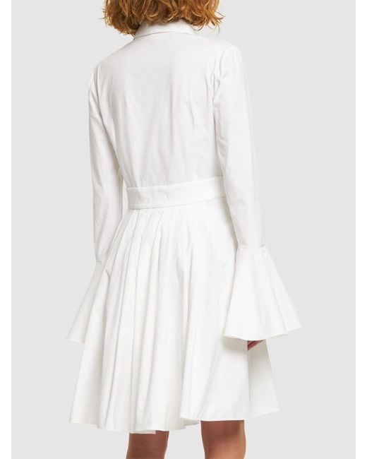 Michael Kors White Bell Sleeve Stretch Cotton Shirt Dress