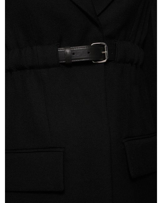 Blazer en laine avec ceinture en cuir Alexander Wang en coloris Black