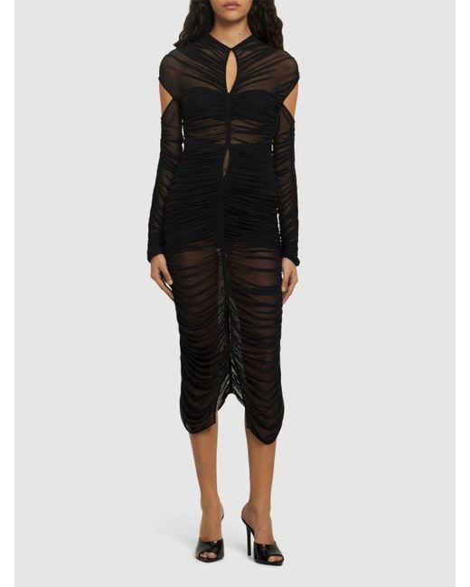 Vestito maxi in mesh / cutout di Mugler in Black