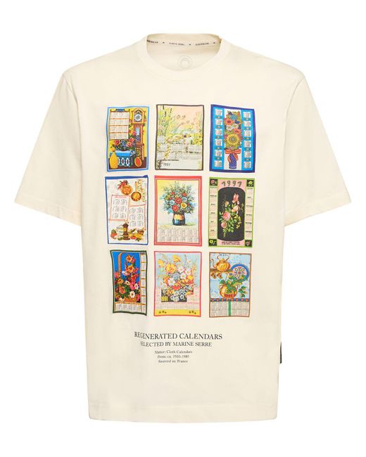T-shirt in jersey di cotone organico stampato di MARINE SERRE in Metallic da Uomo