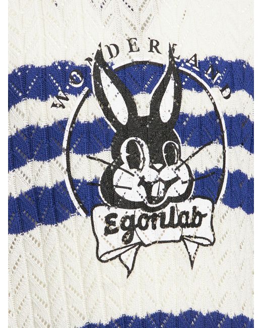 Egonlab Blue Cotton Bunny Knit T-shirt for men