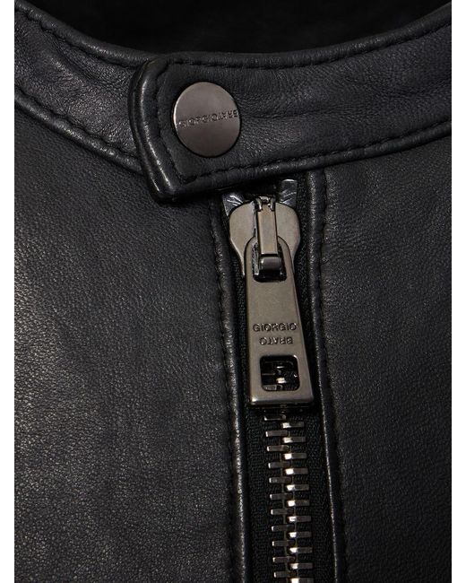 Giorgio Brato Black Leather Bomber Jacket for men