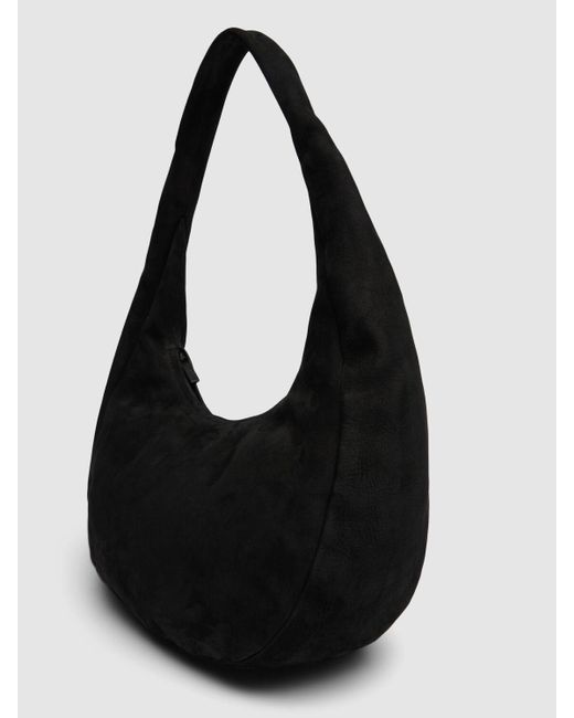 St. Agni Black Mini Oval Nubuck Suede Shoulder Bag