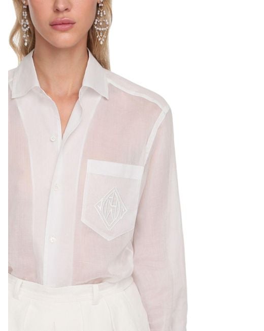 Ralph Lauren Collection Durchsichtige Bluse Aus Baumwolle in Weiß | Lyst AT