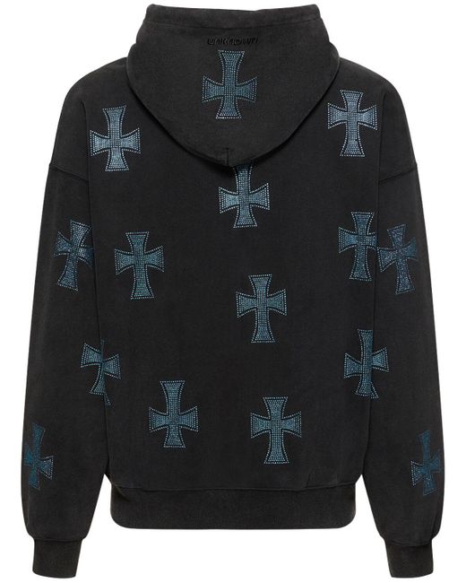 Unknown Rhinestone dagger Cotton Zip Hoodie in Black for Men
