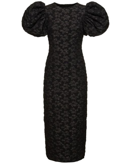 ROTATE BIRGER CHRISTENSEN Black 3D Jacquard Midi Dress