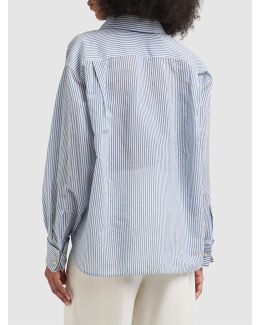 Max Mara Blue Vertigo Striped Cotton & Silk Shirt
