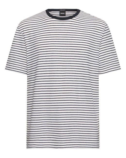 メンズ Boss Taut コットン&リネンtシャツ White