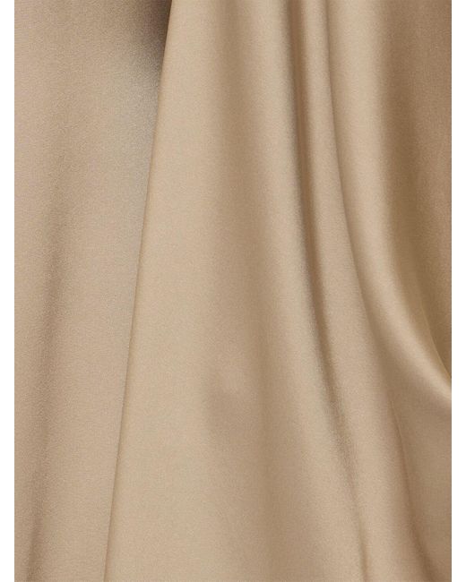 Robe longue asymétrique en satin drapé Alexandre Vauthier en coloris Natural