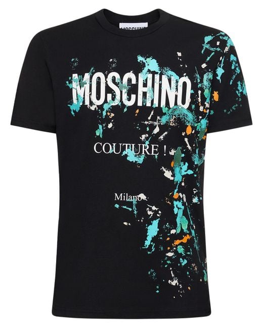 Moschino Black Logo Print Organic Cotton Jersey T-Shirt for men