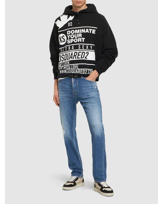 DSquared² Black Burbs Printed Cotton Hoodie for men