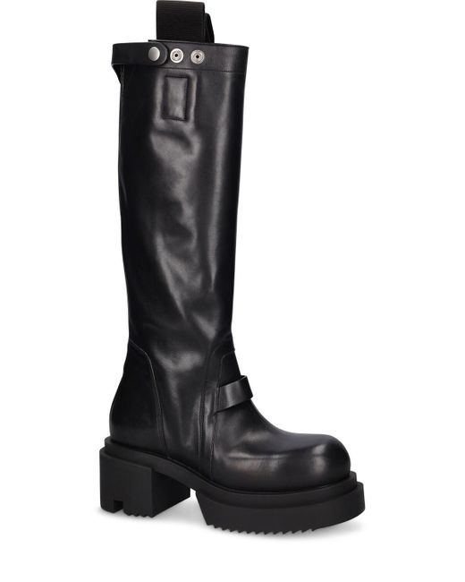 Rick Owens Black 60Mm Bogun Leather Tall Boots