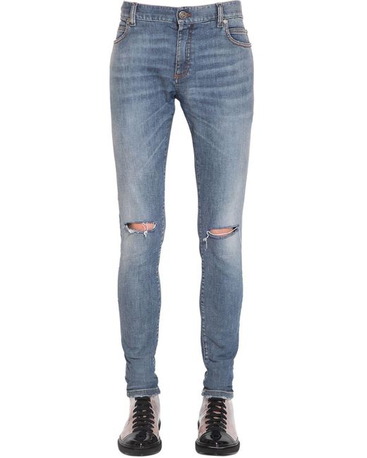 Balmain Blue 12.5cm Ultra Skinny Cotton Denim Jeans for men