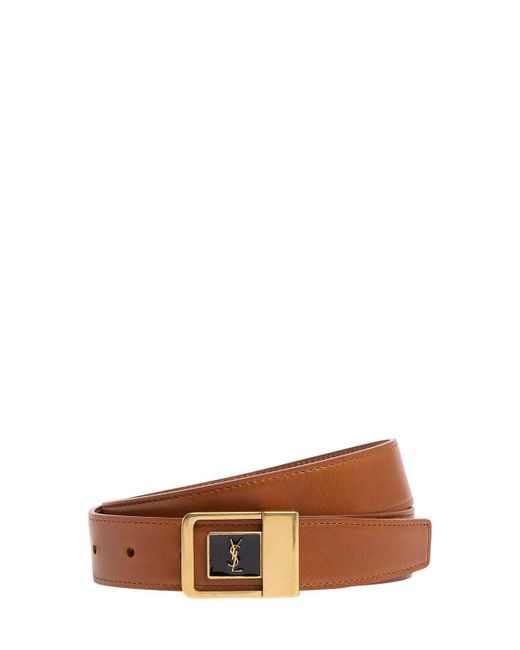 Cinturón de piel 30mm Saint Laurent de color Brown