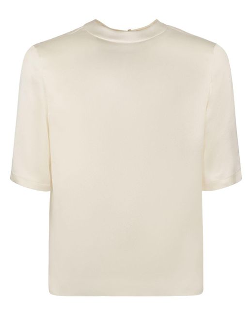 T-shirt in crepe di seta di Saint Laurent in Natural da Uomo