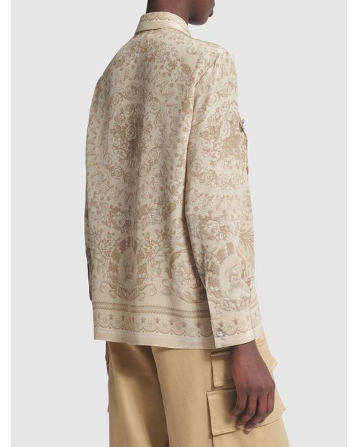 Camicia in crepe de chine stampata di Versace in Brown