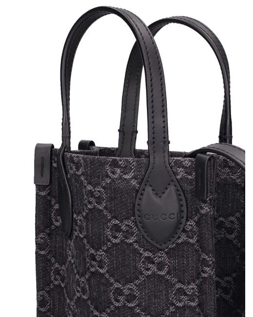 Gucci Black Mini Ophidia gg Denim Shoulder Bag