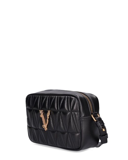 Versace Black Kameratasche Aus Gestepptem Leder
