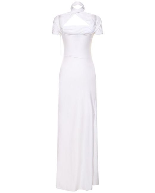 Lvr exclusive vestido largo de jersey drapeado Coperni de color White