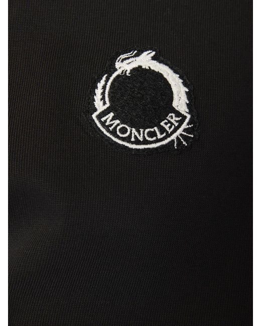 Polo in cotone piqué con cny di Moncler in Black da Uomo