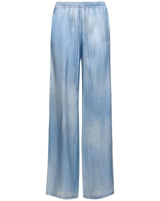 Pantaloni larghi in raso di seta di Ermanno Scervino in Blue
