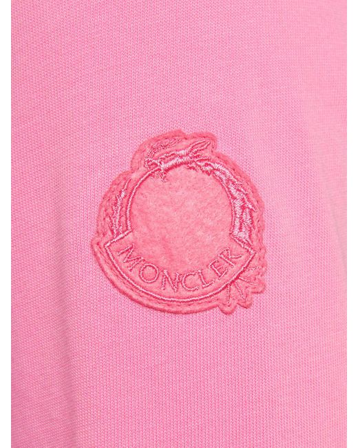 T-shirt in cotone con logo di Moncler in Pink