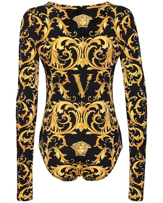 Versace Printed Jersey Bodysuit in Black - Lyst