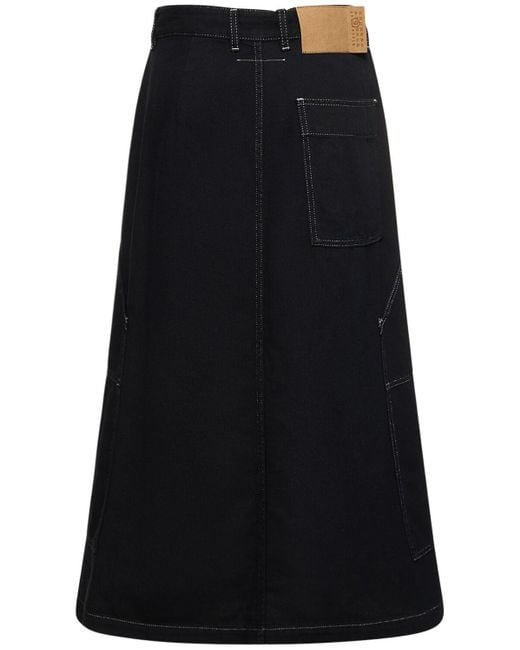 MM6 by Maison Martin Margiela Black Long Denim Skirt