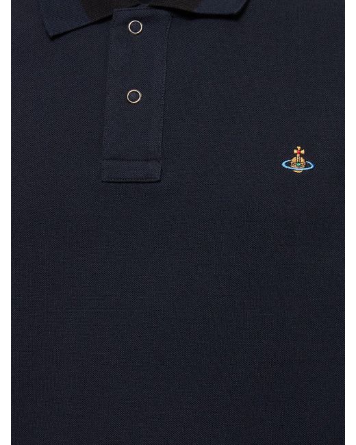 Vivienne Westwood Blue Logo Embroidery Cotton Piquet Polo for men
