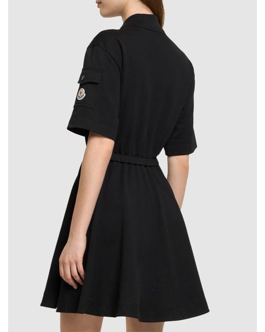 Moncler Black Cotton Polo Shirt Dress