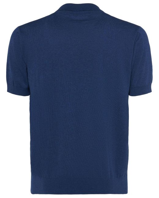 メンズ DSquared² コットンニットポロシャツ Blue